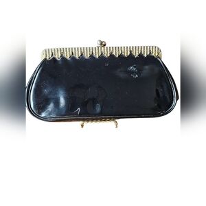 Elegant Black Clutch with Gold Accents